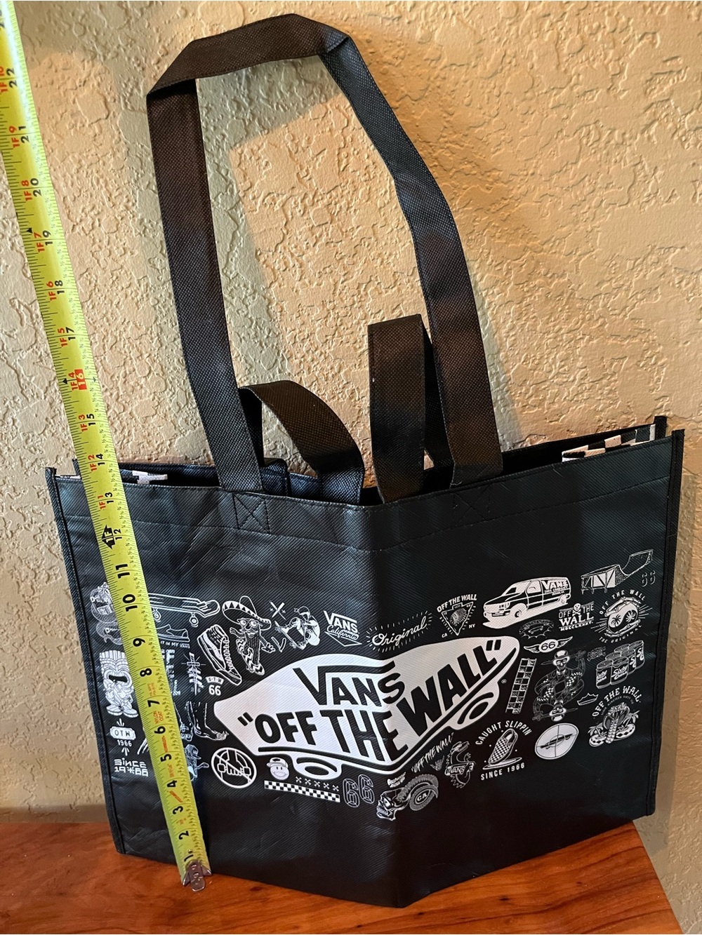 Vans Black Canvas Reusable Tote Bag with Graphic Logo